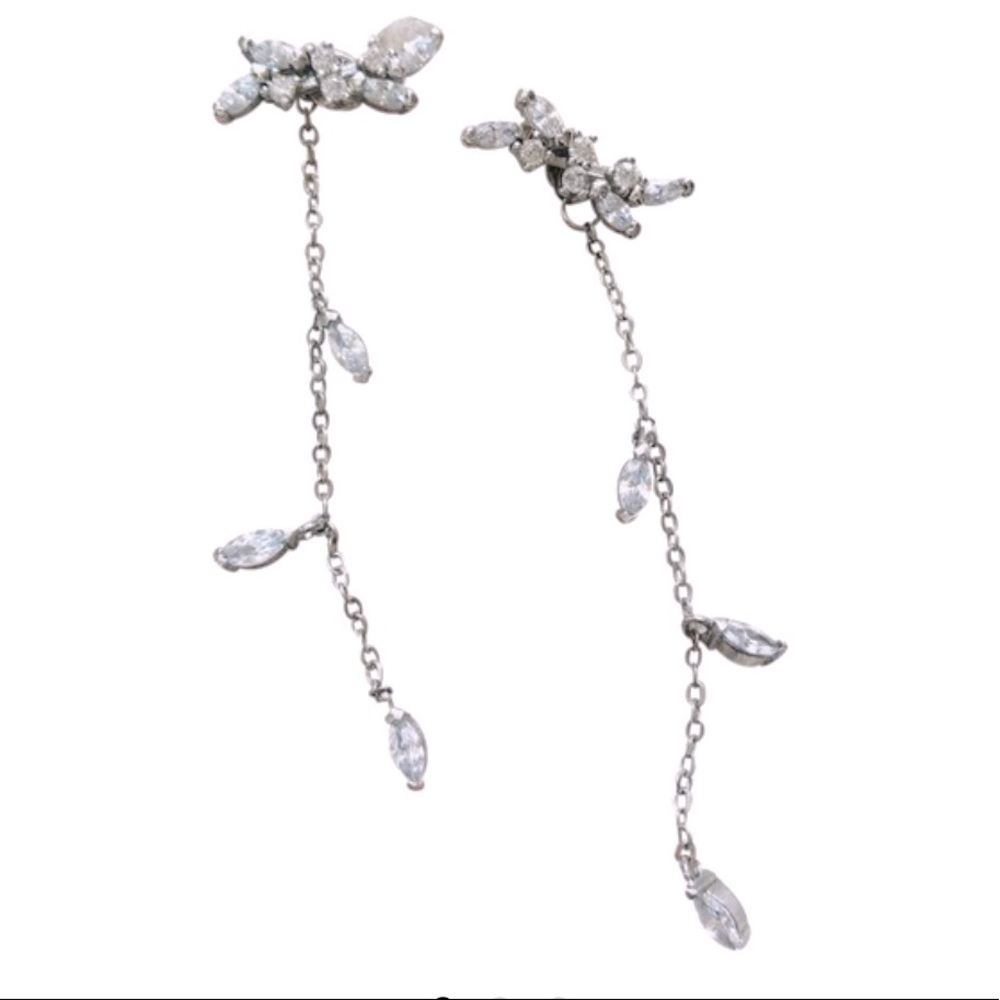 Sterling Silver Crystal Petal Drops Earrings